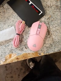 Mouse de gaming wireless KLIM Blaze, roz, 6000 DPI, reîncărcabil, utilizabil cu și fără cablu – fără stick (stare: vezi a doua imagine) 2