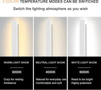ZTWLEED 60 cm Modern LED Fali Lámpa - 22W, Három Színhőmérséklet (3000K/4000K/6000K), Fehér, Dimmelhető, Nappali, Hálószoba, Lépcsőház Világ 2