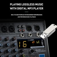 Weymic E-Series 8 csatornás professzionális keverőpult DJ-knek, stúdiófelvételhez, karaokéhoz - USB, XLR, 48V fantomtáp, Bluetooth 4