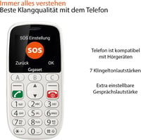Gigaset GL390 Fehér Mobiltelefon Időseknek SOS Gombbal, 2,2" Színes Kijelző, Nagyméretű Billentyűk, Hallókészülék Kompatibilis, Kompakt GSM  3