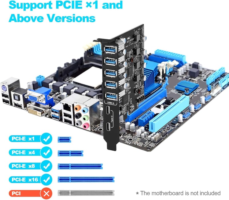 ULANSEN 7 portos USB 3.0 PCI-E bővítőkártya (2x Type-C, 5x Type-A)