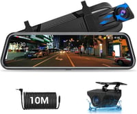 Jansite 10" Érintőképernyős Visszapillantó Tükör Menetrögzítő Kamera FHD 1080P Tolatókamerával, 170° Látószög, Éjjellátó Funkcióval, 10m Káb 9