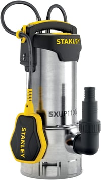 Stanley SXUP1100XDE Szennyvíz Szivattyú 1100W - Erőteljes Búvárszivattyú 16500 l/h Kapacitással, 10,5m Emelőmagassággal Pincékhez, Eláraszto 1