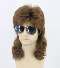 Topcosplay 70-es/80-as Évek Mullet Paróka - Barna Göndör Haj Farsangra, Halloweenre, Hőálló Szintetikus Szálak, 58-62 cm 6