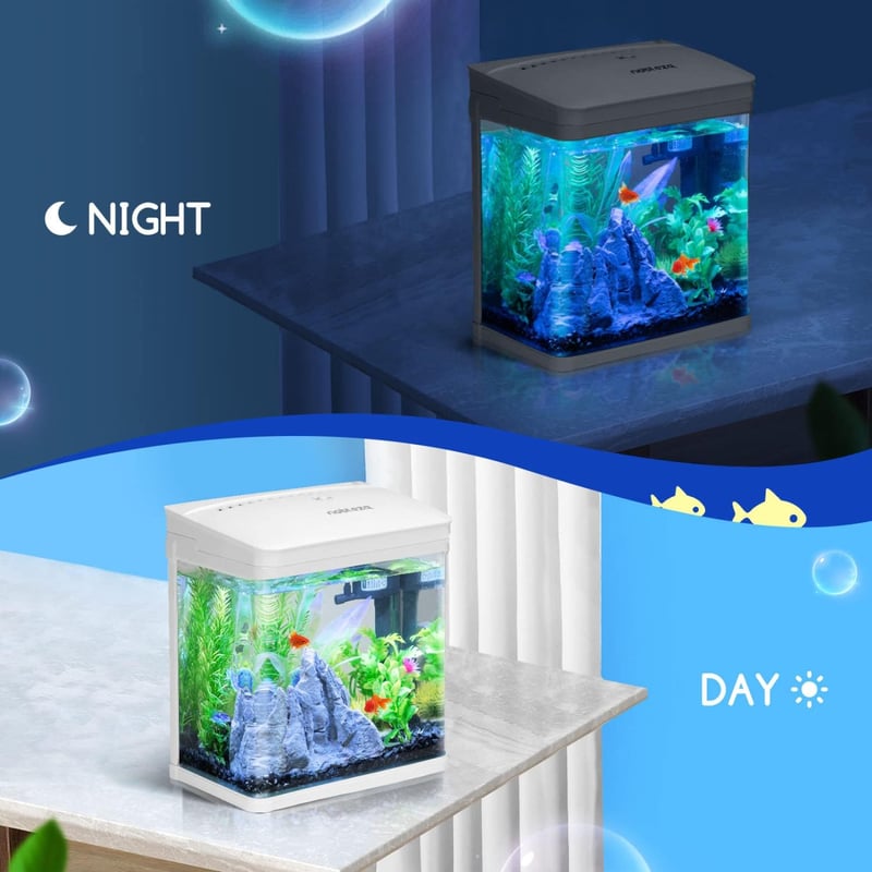 Nobleza 7 literes nano akvárium LED világítással és szűrővel, fehér