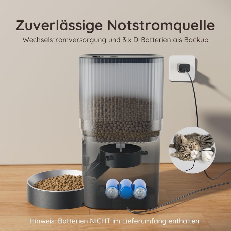 WOPET 4L WiFi Automata Macska Etető - Applikációs Vezérlés, Lassú Etetés, Hangfelvétel, Napi 1-10 Étkezés Macskáknak és Kutyáknak