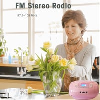 WISCENT Hordozható CD Lejátszó Gyerekeknek - Bluetooth, FM Rádió, USB, AUX és Fejhallgató Csatlakozóval, Rózsaszín Boombox Otthoni és Kültér 4