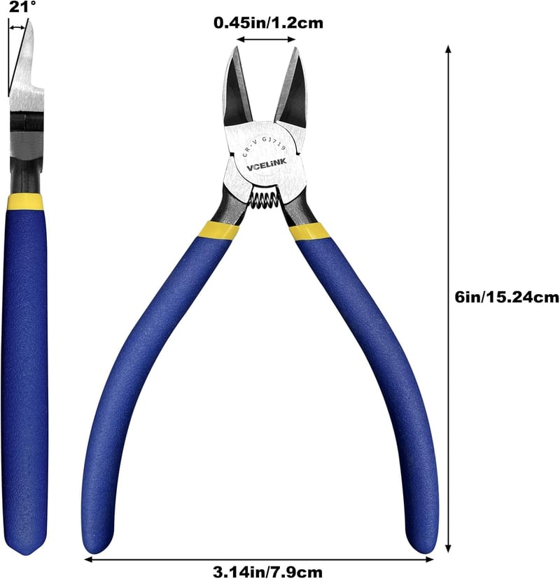 VCELINK GJ719 Oldalcsípő Fogó 6" - Elektronikai Munkákhoz, Modellezéshez, Kábelkötegelőkhöz, Áramkörökhöz és Hálózati Kábelekhez - Króm-Vaná