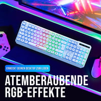 KLIM Chroma Vezeték Nélküli Gamer Billentyűzet - Tartós, Vízálló, RGB Háttérvilágítás, PC PS4 PS5 Mac Kompatibilis, Fehér 7