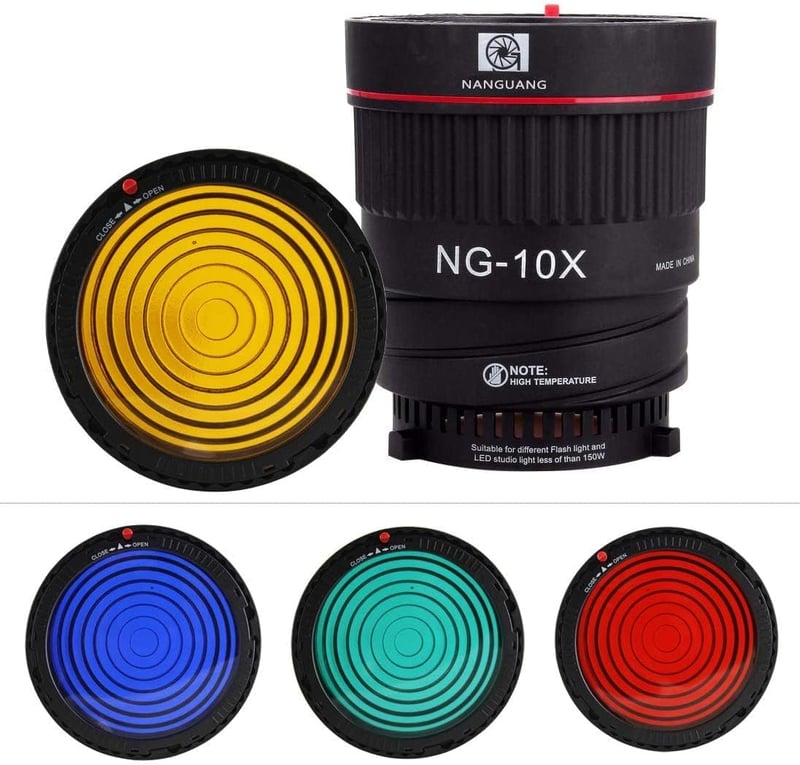 Godox SL-60W kompatibilis Hersmay NG-10X Fresnel lencse adapter, 10-40° fókusz, 5x fényerő