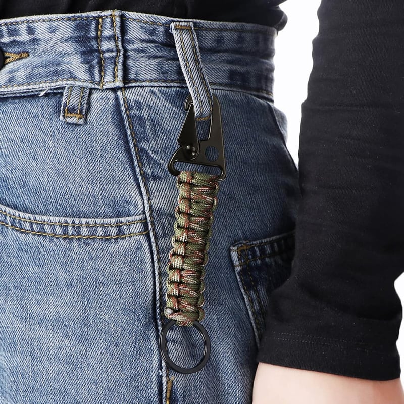 TOLOWOBK Paracord Kulcstartó Karabinerrel - Kültéri Sportokhoz és Túrázáshoz