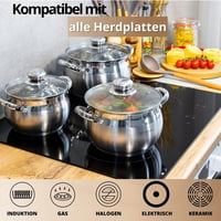 Daniks Classic rozsdamentes acél főzőedény üvegfedővel, 9 literes, ezüst, mosogatógépben mosható, kerámiabevonatú konyhai fazék 6