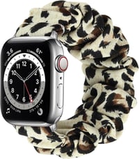 Apple Watch szíj - Fekete leopárd mintás, elasztikus, S méret (Ultra/1-7/SE) 1