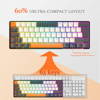 ZIYOU LANG T60 Kompakt Mechanikus Gamer Billentyűzet - RGB, Barna Kapcsolók, UK QWERTY, Tejszín 2