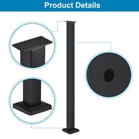 sourcing map 304 Balustru din oțel inoxidabil pentru balustradă punte, negru mat, 91.44 x 5.08 x 5.08 cm, cu 10 găuri pre-forate, pentru punte din lemn 4