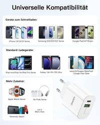 Zinooy 20W USB-C Gyorstöltő 2 Portos, Kompakt Fali Adapter iPhone 16/16 Pro/15/15 Pro Készülékekhez, Univerzális USB Töltő Apple Eszközökhöz 7