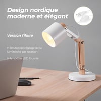 Feelsolar Asztali Lámpa - Japandi Stílusú LED Éjjeli Lámpa USB Porttal, 3 Fokozatú Fényerőszabályzás, Állítható Kar, E27 LED Izzóval, +95% C 4