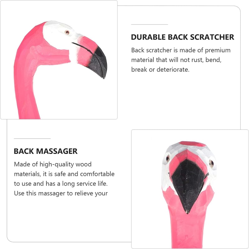 Amosfun Flamingó Alakú Bambusz Hátvakaró - 42 cm-es Kézi Masszírozó Eszköz Időseknek és Várandósoknak, Viszketés Enyhítésére