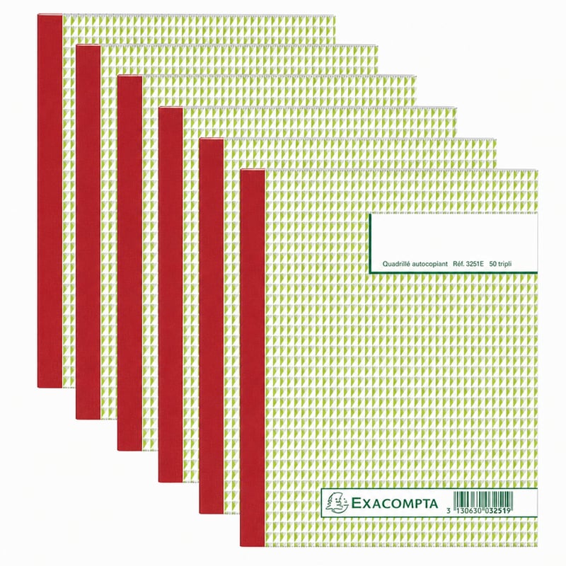Exacompta 3251E Samokopirajući blok s kvadratićima, 50 numeriranih listova u tri primjerka, 210x148 mm, FSC certificirano, 8 komada