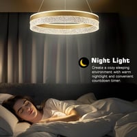 KSIBNW Arany LED Függőlámpa - 60W Dimmelhető Modern Mennyezeti Világítás 50cm Átmérővel, Távirányítóval és Applikációval Étkezőbe, Nappaliba 6
