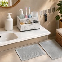 Boho set za kupaonicu: 1x držač četkica + 1x čaša + 2x tepih + 1x dozator sapuna + 4x kuka 1