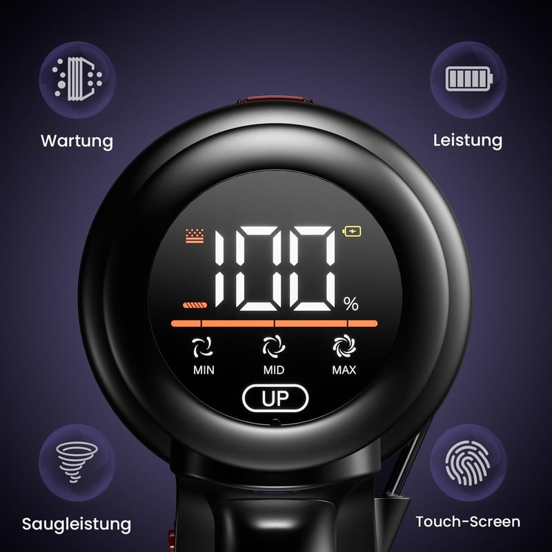 Avalsor Vezeték Nélküli Porszívó 45000Pa/550W - 70 Perces Üzemidő, 1.5L Tartály, LED Érintőkijelző, Szőnyeg/Kemény Padló/Állatszőr Eltávolít