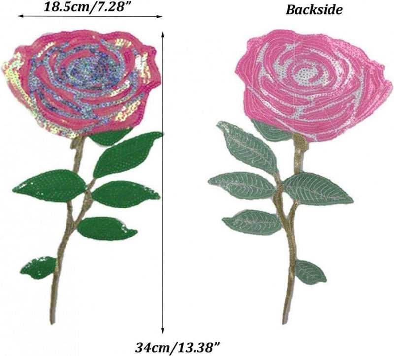 Flitteres rózsa felvasalható pólófolt szett - 3 db-os, színes Gewene
