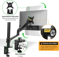 Viozon Monitor és Laptop Tartó Gázrugós Kar 17-32" Asztali Állvány - black 5