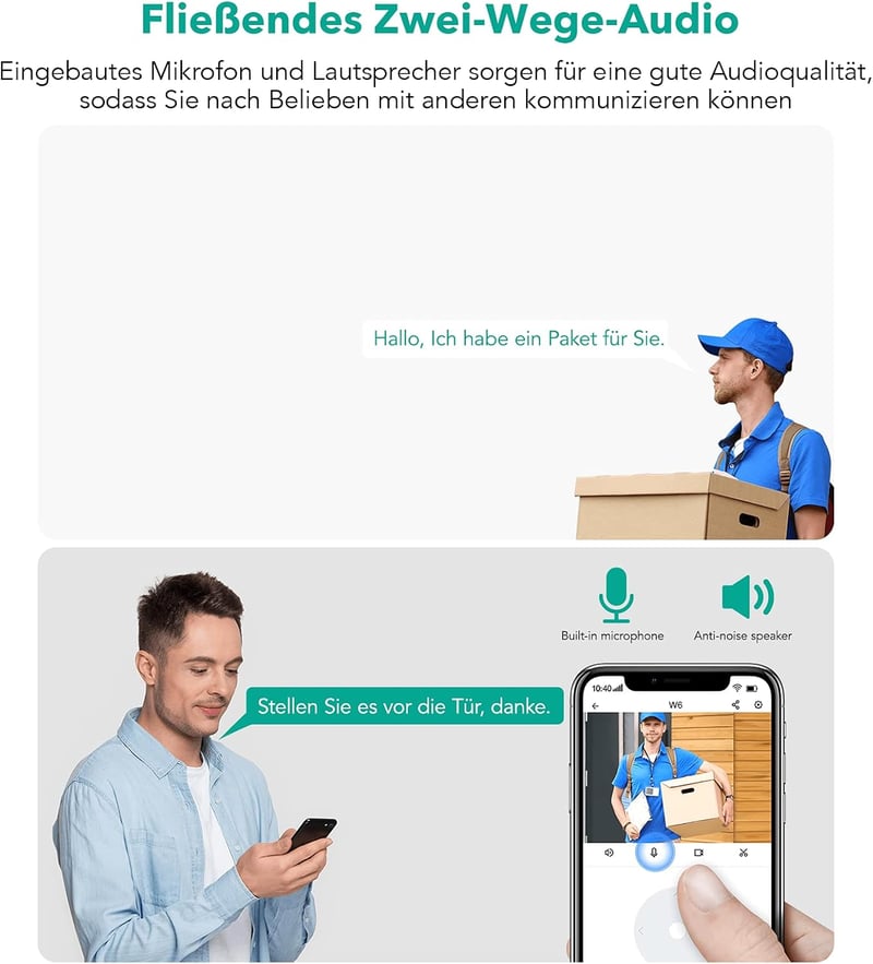 Wansview W6 kültéri WiFi biztonsági kamera, 1080p, éjjellátó, Alexa-kompatibilis, fekete