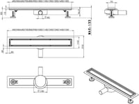 AICA 70cm-es rozsdamentes acél zuhanylefolyó, 360°-os bűzzáras szifon és hajfogó szűrő 6