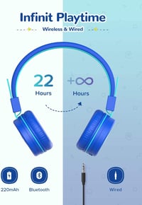 iClever Gyerek Bluetooth Fejhallgató Mikrofonnal, Hangerőszabályzós, Összecsukható 6
