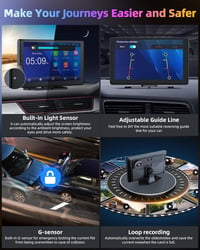 Jansite 4K Apple CarPlay Android Autós Kijelző 9" Vezeték Nélküli, Menetrögzítővel, Tolatókamerával, Bluetooth, Siri, 64GB TF Kártya Támogat 6