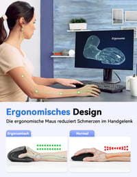 TeckNet Vertikális Ergonomikus Vezeték Nélküli Egér 2.4G - Csuklófájdalom Megelőzésére, 6 Gombos, 3 DPI Fokozat, 50 Láb Hatótáv 3
