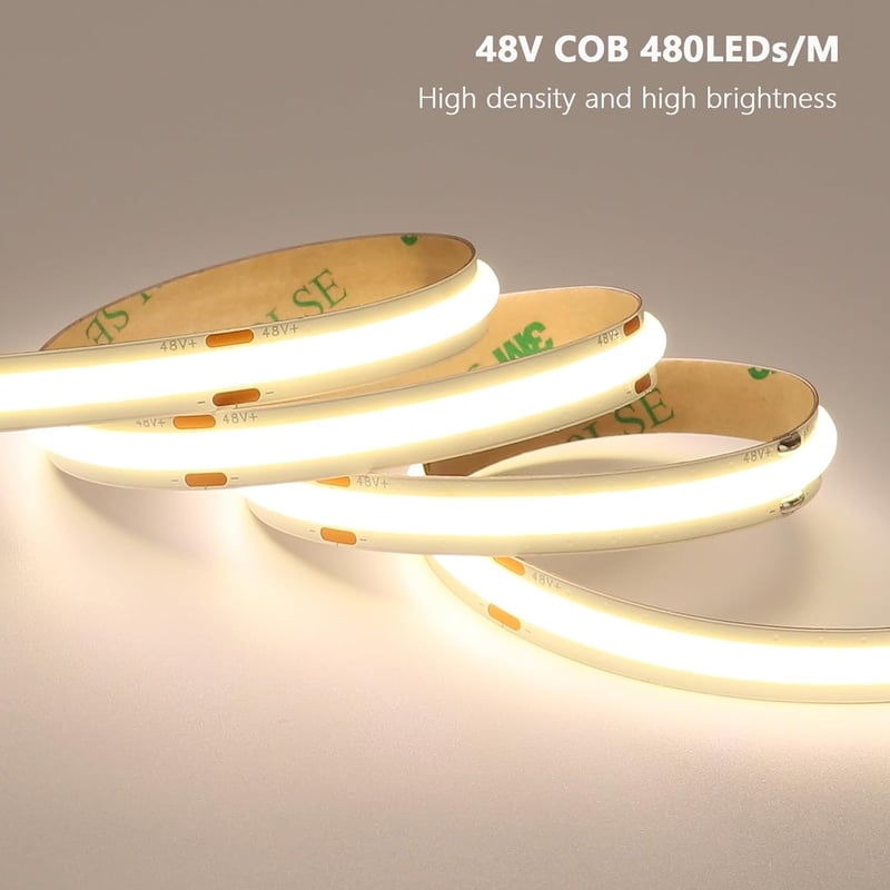BENLUN 48V COB LED Szalag 20m - 4000K Természetes Fehér, 160W, CRI 92, Öntapadós, Vágható, Tápegységgel, Hálószoba Dekorációhoz