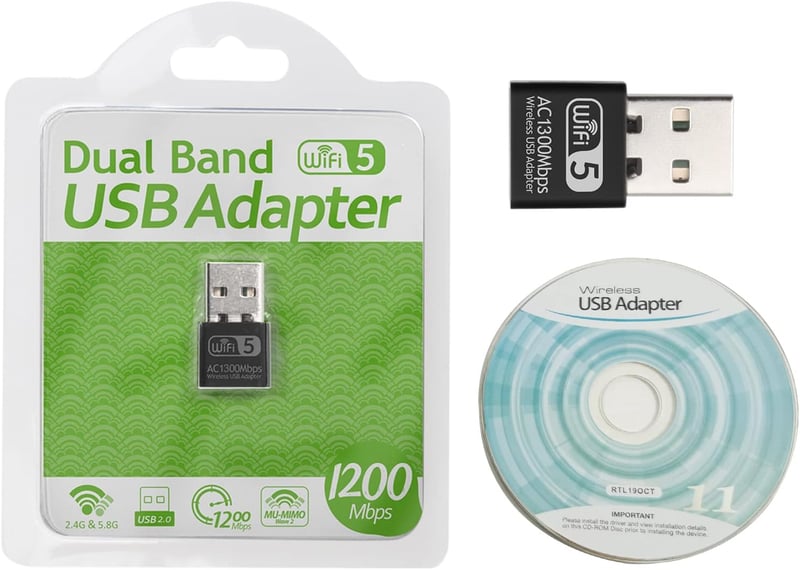 Aigital USB WiFi Adapter 1300Mbps Dual Band 2.4GHz/5.8GHz Vezeték Nélküli Hálózati Vevő PC/Laptop Windows 11/10/8/7/XP és Mac OS Kompatibili