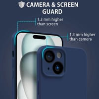 Apple iPhone 15 Kétréteges Szilikontok Kameravédelemmel - MyGadget Sötétkék Védőtok 3