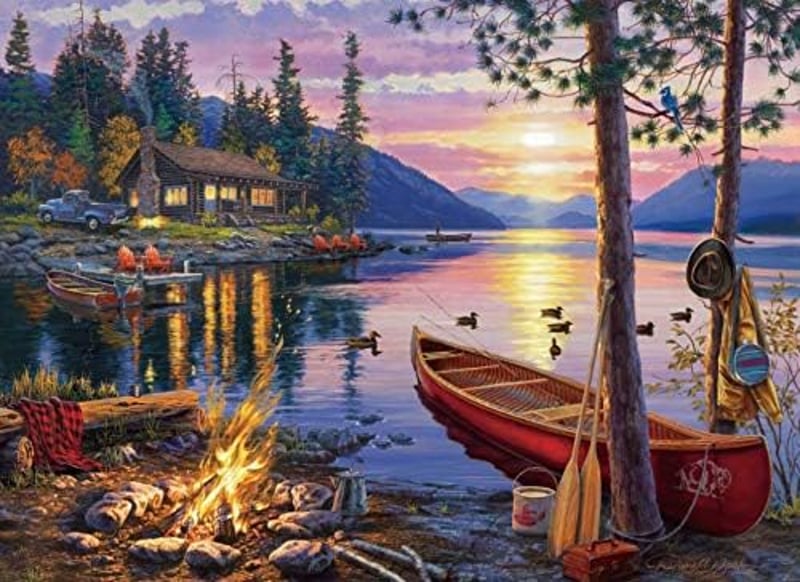 Bweissth 1000 darabos tóparti naplemente puzzle - Felnőtteknek és tinédzsereknek, poszterrel