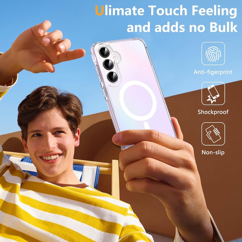 Samsung Galaxy A55 5G Átlátszó Mágneses Tok Edzett Üveggel - Katonai Védelem