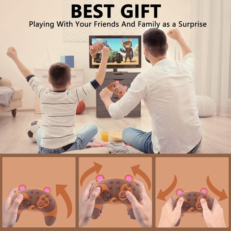 Nintendo Switch Pro kontroller - Vezeték nélküli, Gyro, Turbo funkciós - Barna (használt)