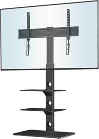 BONTEC TV Állvány 30-70 Hüvelykes Televíziókhoz, Magasságállítható Padlóállvány 3 Edzett Üvegpolccal, 40kg Teherbírás, VESA 600x400mm 1