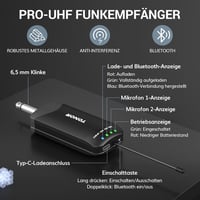 TONOR TW720 Bluetooth Vezeték Nélküli Mikrofon Szett - UHF Fém Újratölthető Mikrofonok (2db) 7-9 óra üzemidő 8