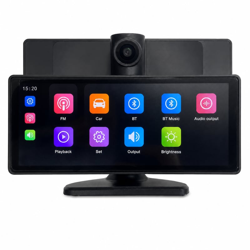 NFOIEIS 10,26-inčni bežični CarPlay i Android Auto zaslon za automobil, s 4K kamerom za snimanje vožnje — rabljeno (stanje: vidi 2. sliku)