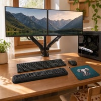 Set za uredski rad: 1x nosač monitora + 1x USB kartica + 1x tipkovnica i miš + 1x podloga + 1x oslonac 1
