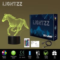 Lightzz 3D Ló Lámpa - 16 Színű LED Éjjeli Fény Gyerekeknek, Távirányítóval, Illúzió Hatású Dekoráció, Ajándék Lórajongóknak 7