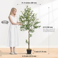 Vitalismo 180 cm Műolajfa - Élethű Műnövény 863 Levéllel és 36 Gyümölccsel - Időjárásálló Dekoráció Nappaliba, Irodába, Erkélyre 2