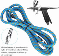 Cocoarm Nylon Légecset Tömlő Adapter Készlet - 1,83m Flexibilis Levegőcső 1/8"-1/4" Csatlakozókkal Festékszóróhoz, Kompresszorhoz - Kék-Sárg 6