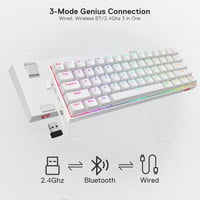 Redragon K530 Pro 60% Wireless Mechanikus RGB Gamer Billentyűzet, 3 Módú, Hot Swap 8