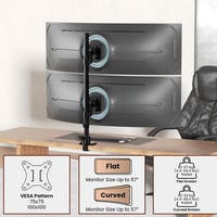 Pro Monitor tartó 2 monitorhoz egymás felett, 24-57 hüvelykes lapos és ívelt képernyőkhöz, 2-27 kg teherbírás karonként, állítható magasság, VES 3