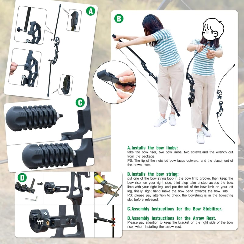DD&Qarchery Visszahajló Íj Szett Kezdőknek és Felnőtteknek 30-40lb Jobbkezes Vadászíj Alumínium Markolattal és 12db Nyílvesszővel Kék