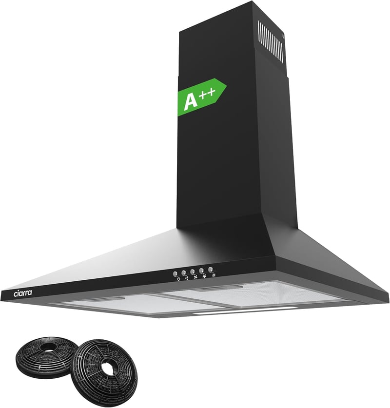 CIARRA 60 cm-es Falra Szerelhető Konyhai Páraelszívó - 60cm, Black